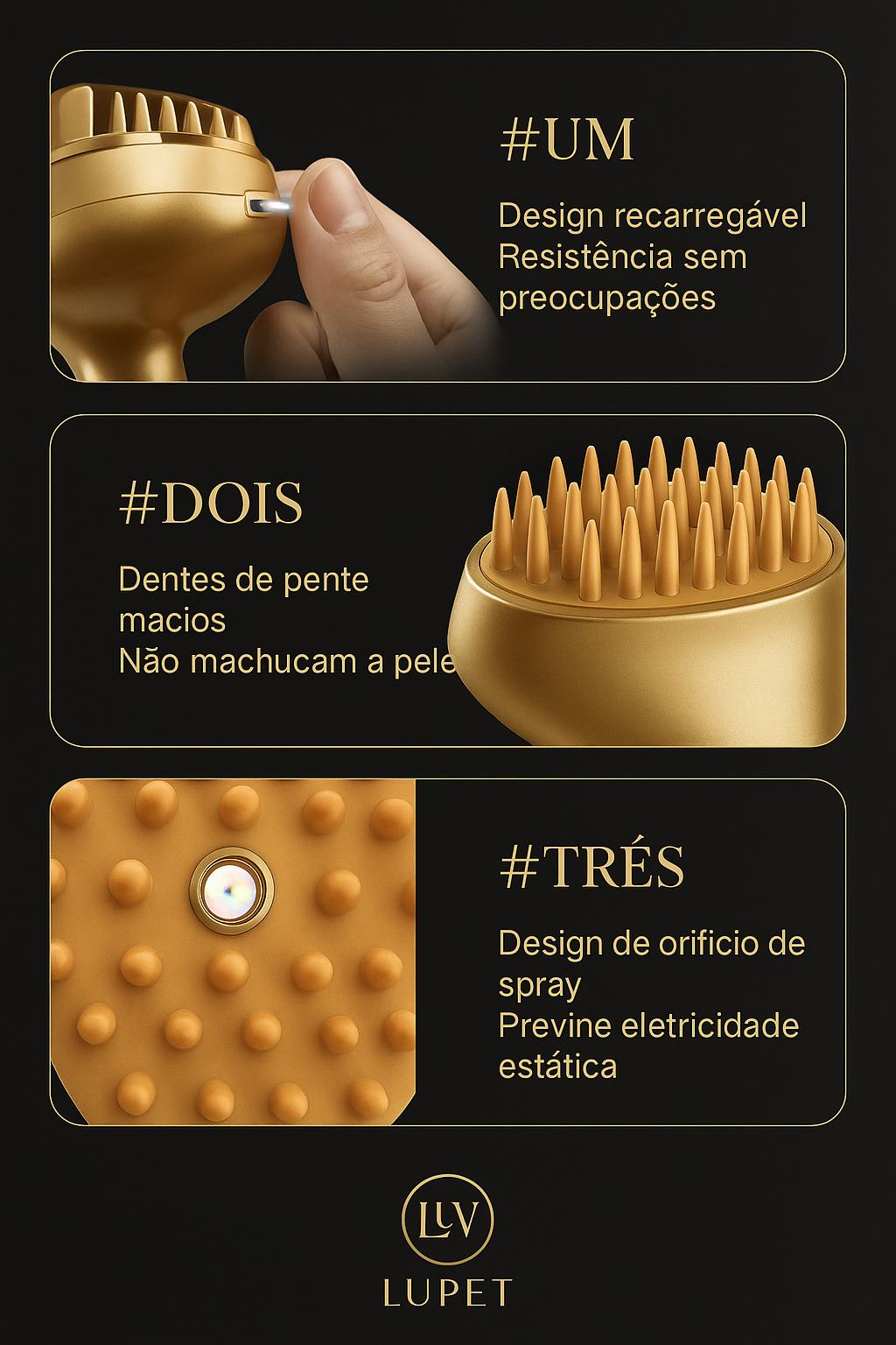 Escova a Vapor Elétrica 3 em 1 – Para Cães e Gatos