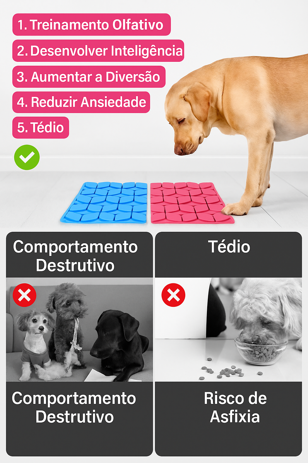 Tapete Olfativo para Cães – Alimentador Lento com Ventosa