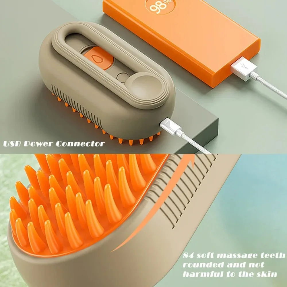 Escova a Vapor Elétrica 3 em 1 – Para Cães e Gatos