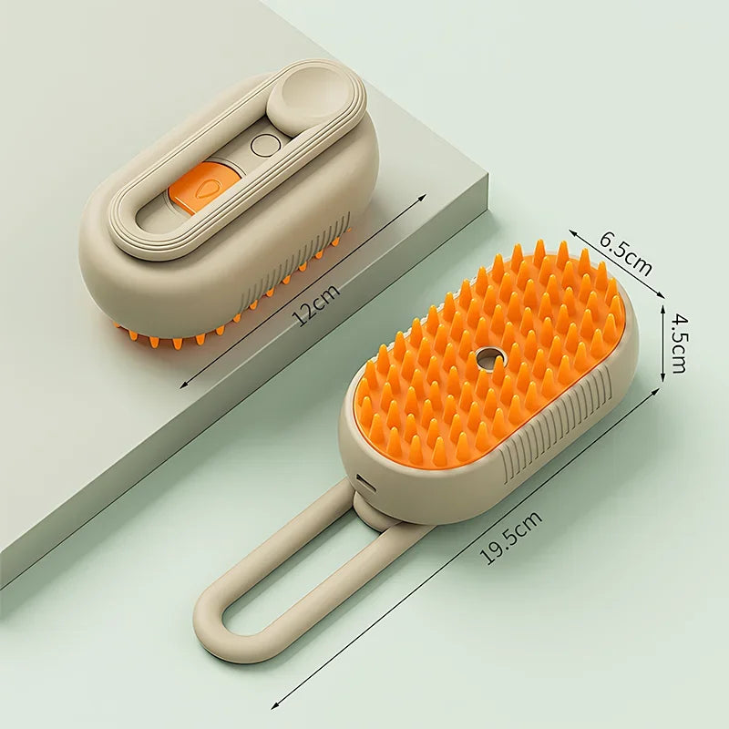 Escova a Vapor 3 em 1 para Gatos – Limpeza, Massagem e Remoção de Pelos