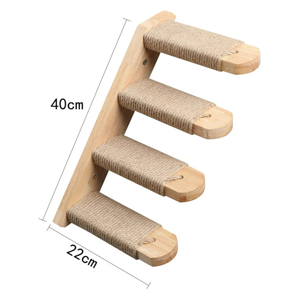 Escada de Parede 50cm para Gatos – Com Rede, Arranhador e Casinha