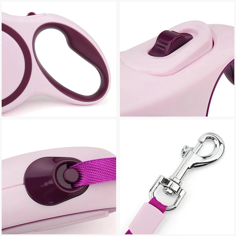 Coleira Retrátil 3m/5m para Cães – Nylon Resistente e Durável