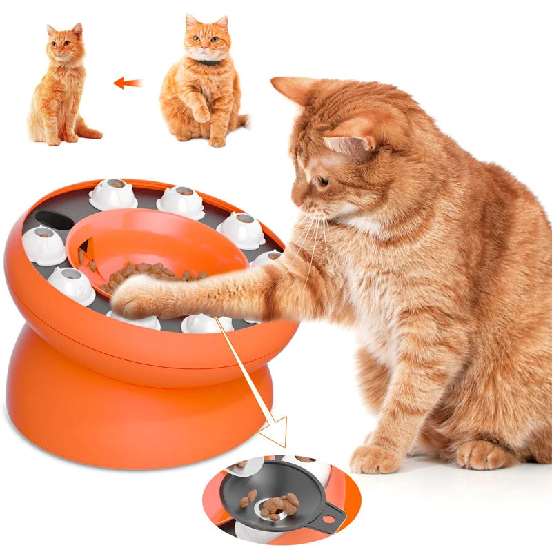 Brinquedo Interativo e Comedouro Lento para Gatos – Design Inclinado e Antiansiedade
