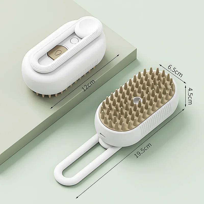 Escova a Vapor 3 em 1 para Gatos – Limpeza, Massagem e Remoção de Pelos