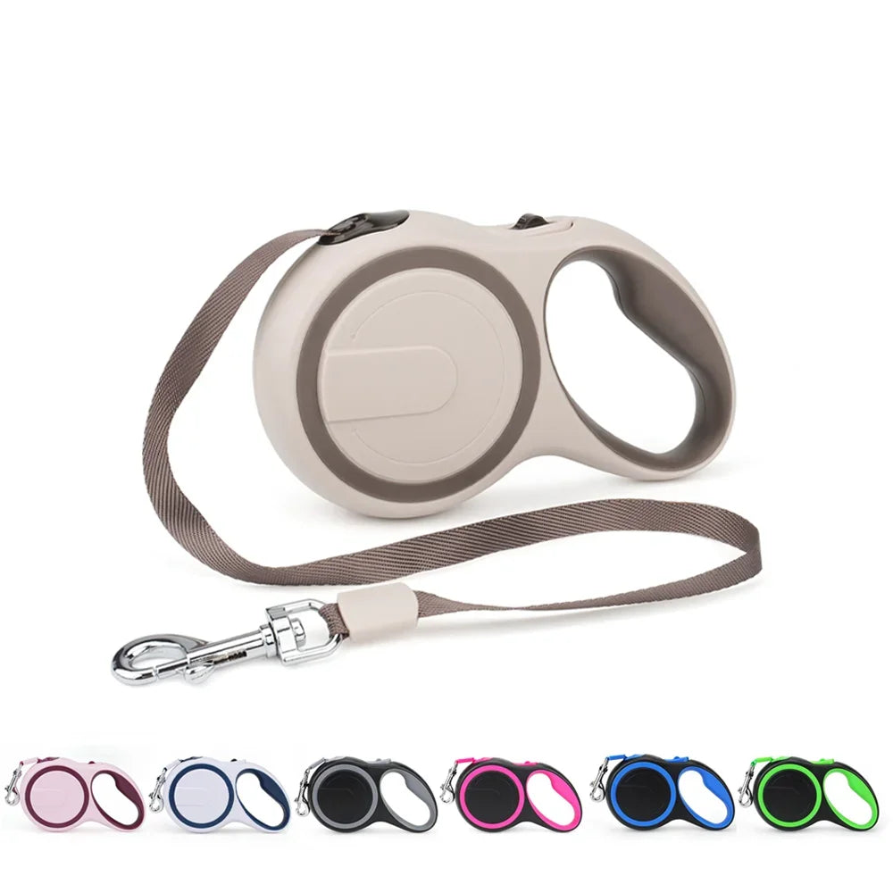 Coleira Retrátil 3m/5m para Cães – Nylon Resistente e Durável