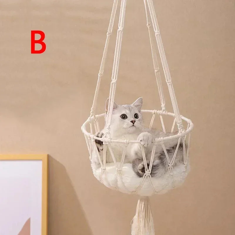 Rede Suspensa para Gatos – Cama de Algodão Trançado e Balanço