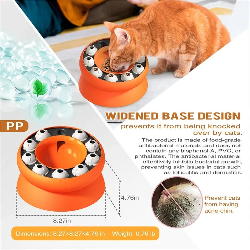Brinquedo Interativo e Comedouro Lento para Gatos – Design Inclinado e Antiansiedade