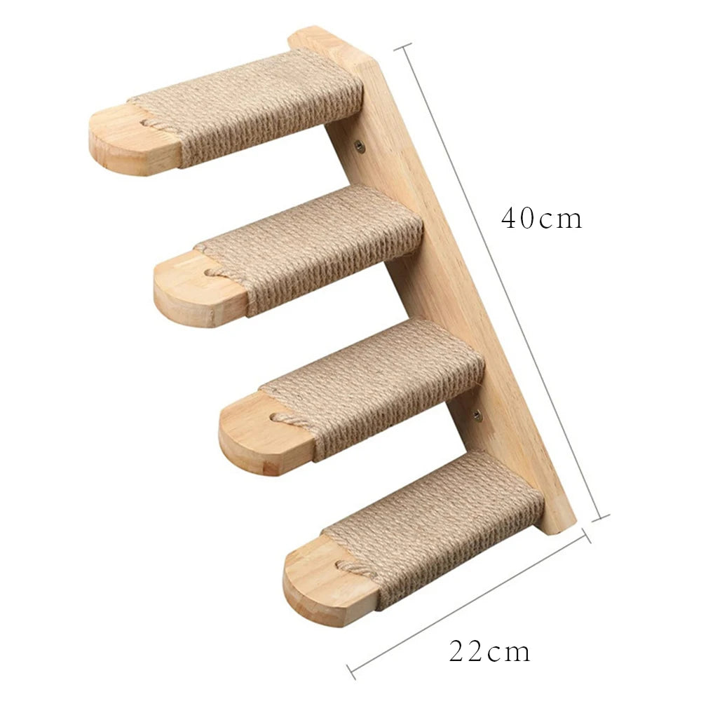 Escada de Parede 50cm para Gatos – Com Rede, Arranhador e Casinha